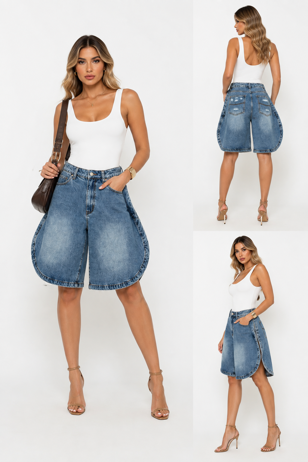 NOEMI CURVED DENIM BERMUDA