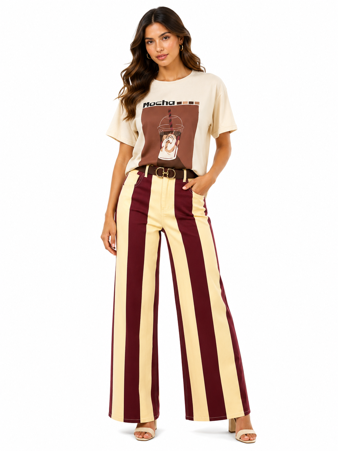 VERONA BURGUNDY STRIPE PANTS