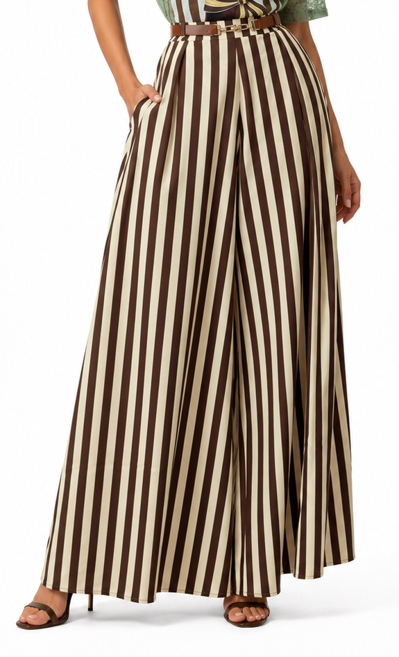 MOCHA STRIPE MAXI PALAZZO