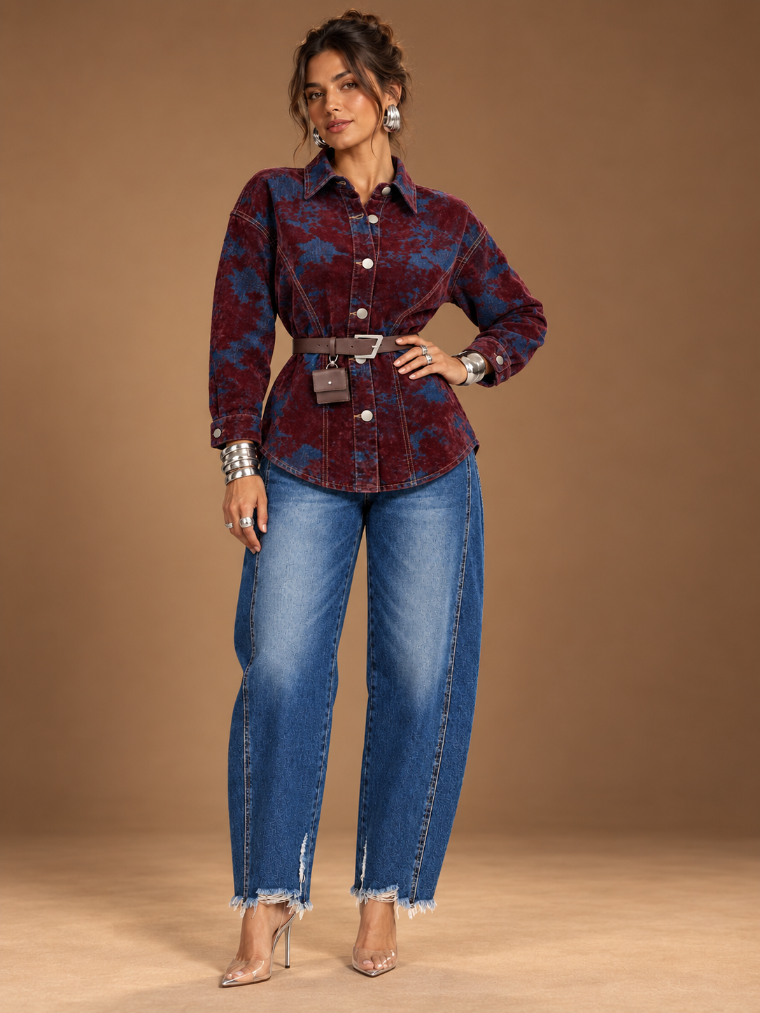 VINTAGE MUSE DENIM JACKET BURGUNDY