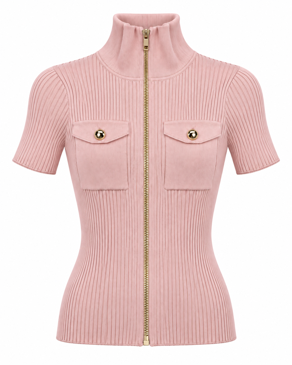 SABRINA ZIP KNIT TOP PINK