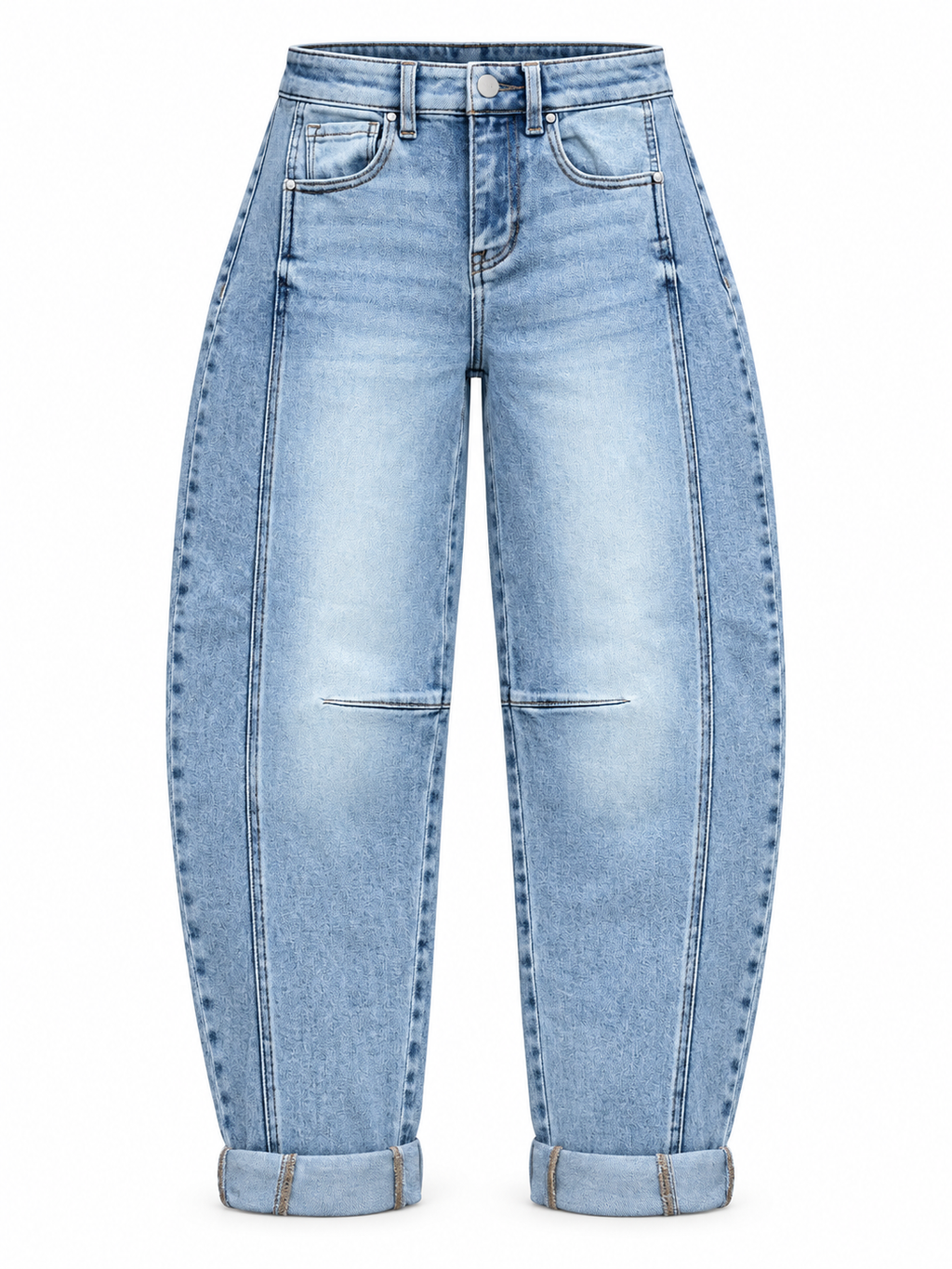 SCULPTED BARREL CUFFED JEANS LIGHT RISEN