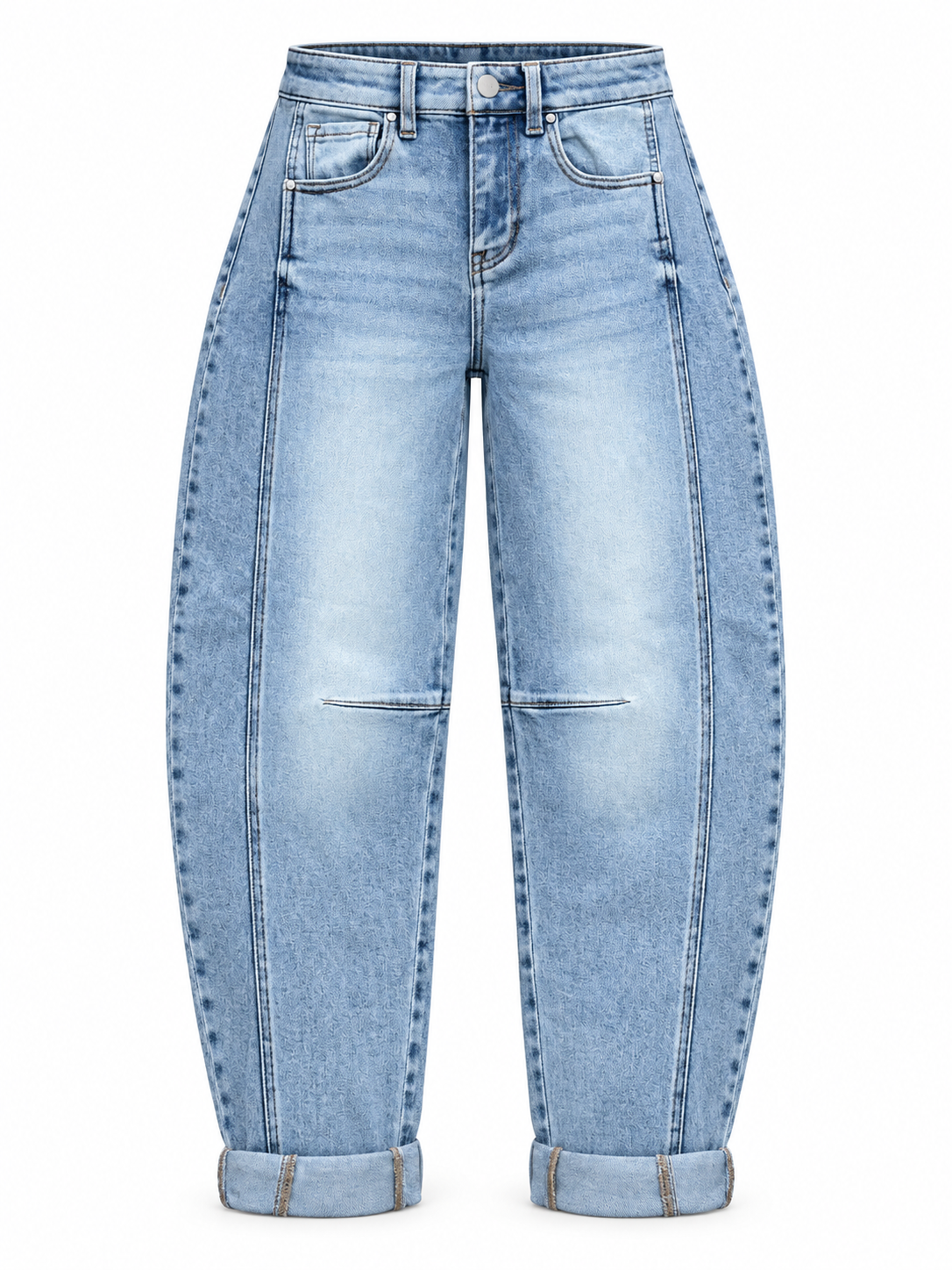 SCULPTED BARREL CUFFED JEANS LIGHT RISEN