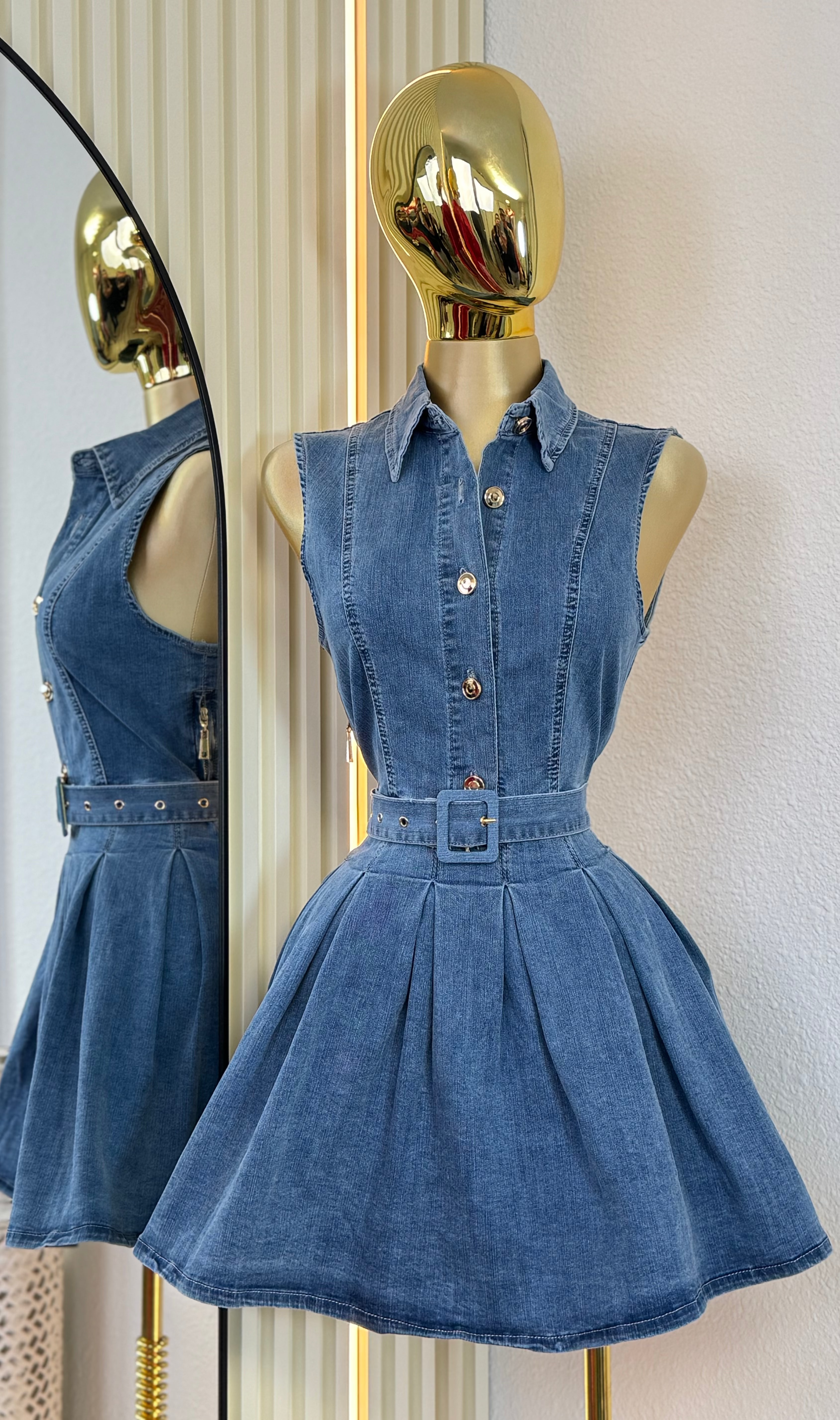 DENIM BELLE MINI DRESS