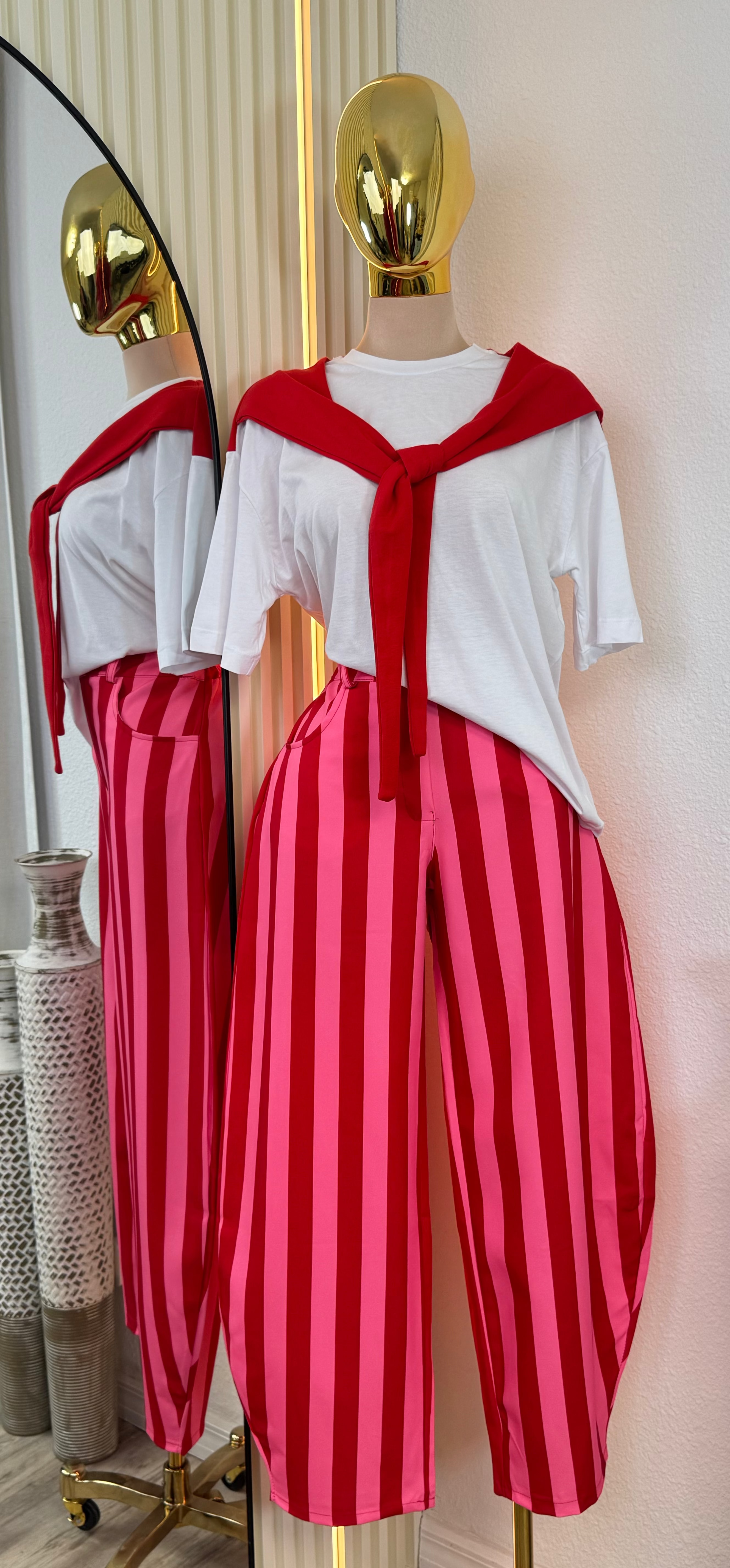 CANDY STRIPE BARREL PANTS
