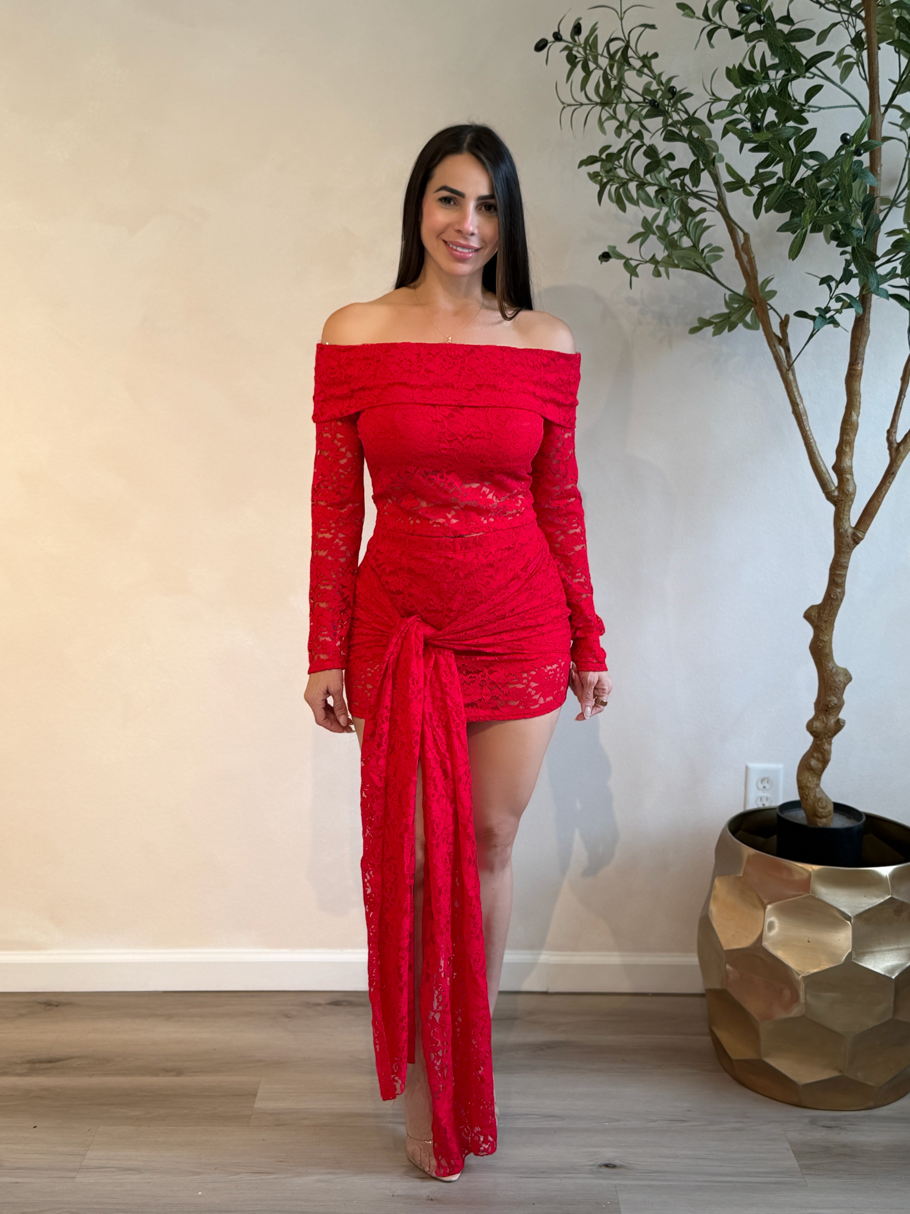ELISE LACE SET – RED