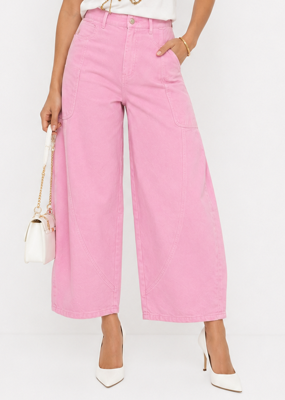 PINK SCULPT BARREL PANTS