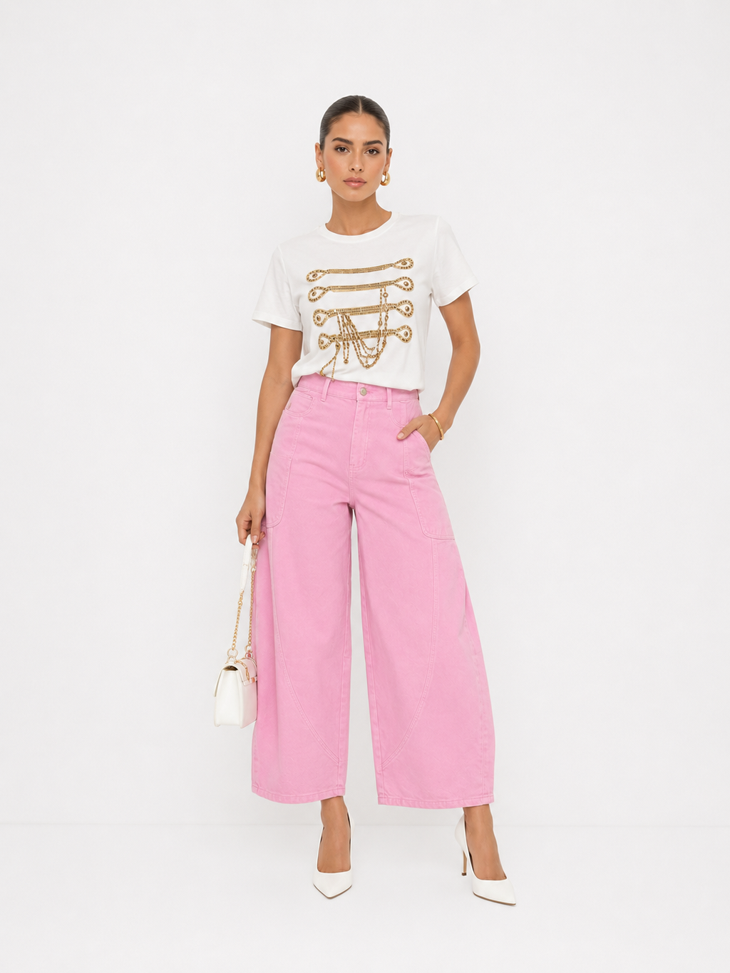 PINK SCULPT BARREL PANTS