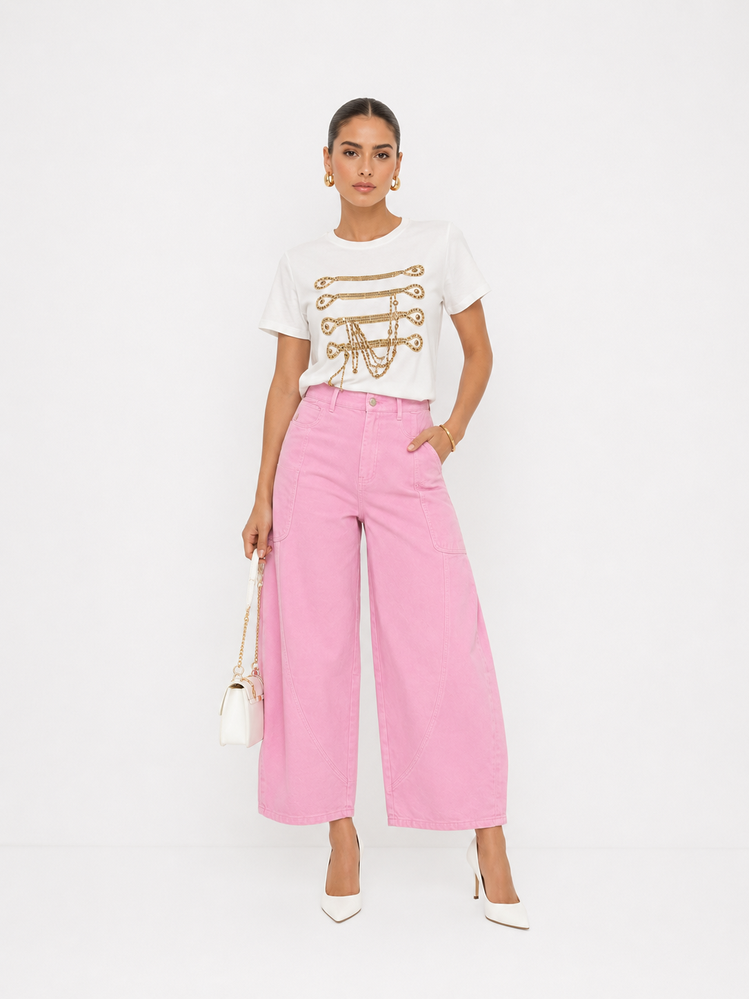 PINK SCULPT BARREL PANTS
