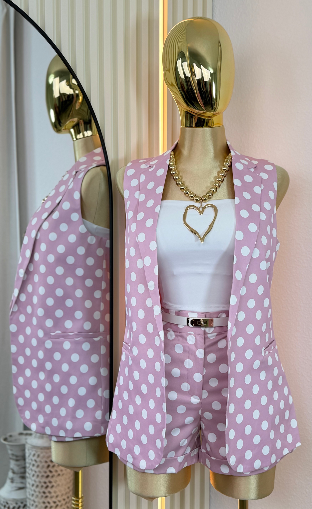 PINK POLKA CHARM SET
