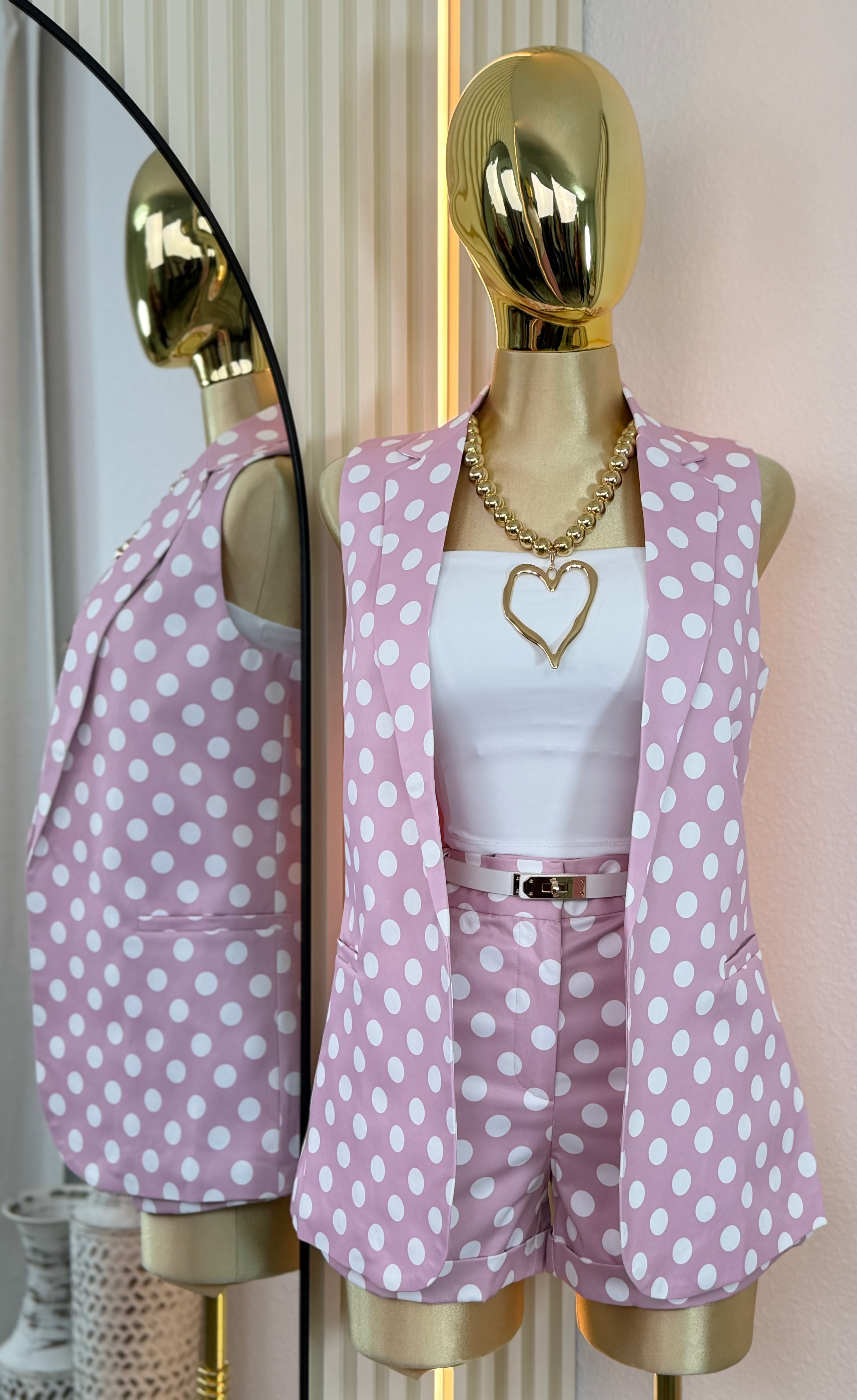 PINK POLKA CHARM SET