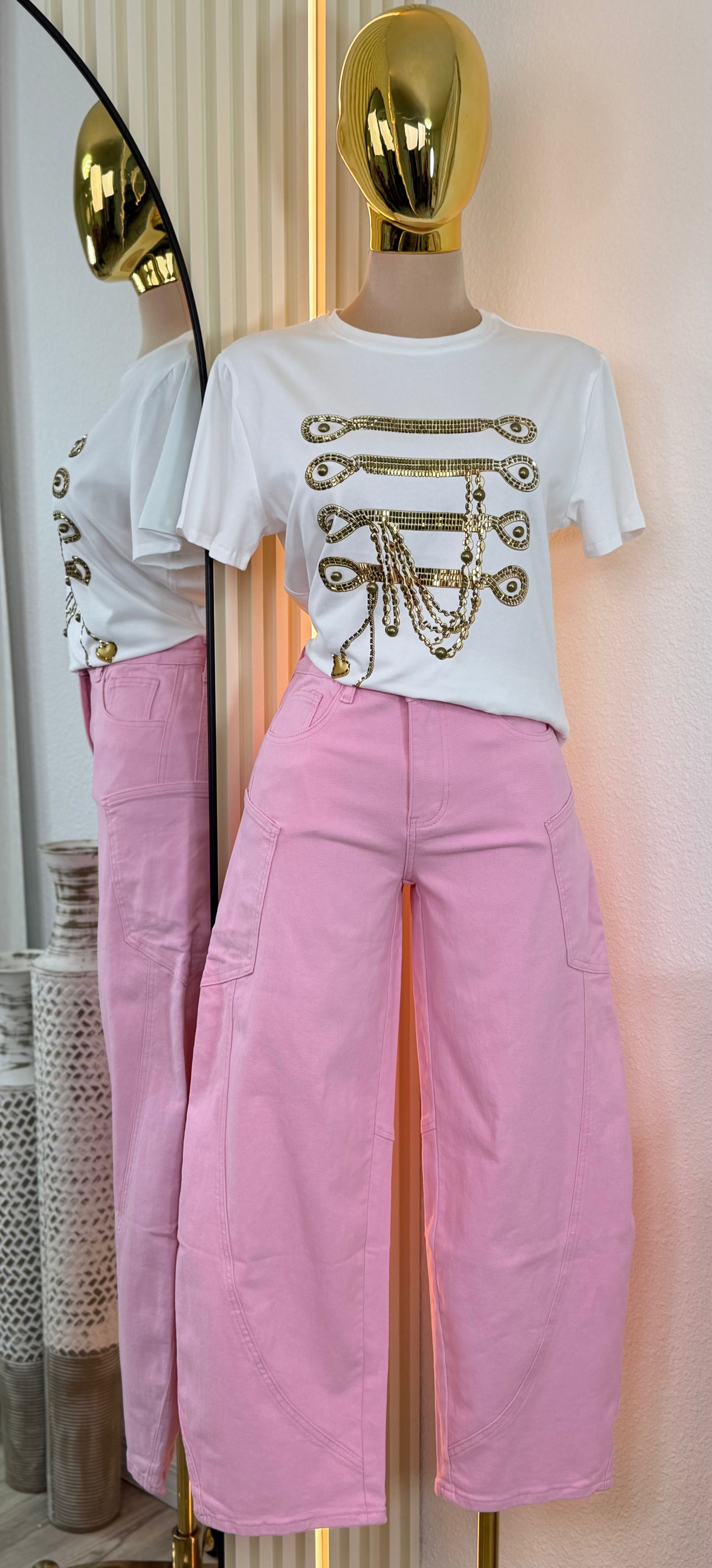 PINK SCULPT BARREL PANTS