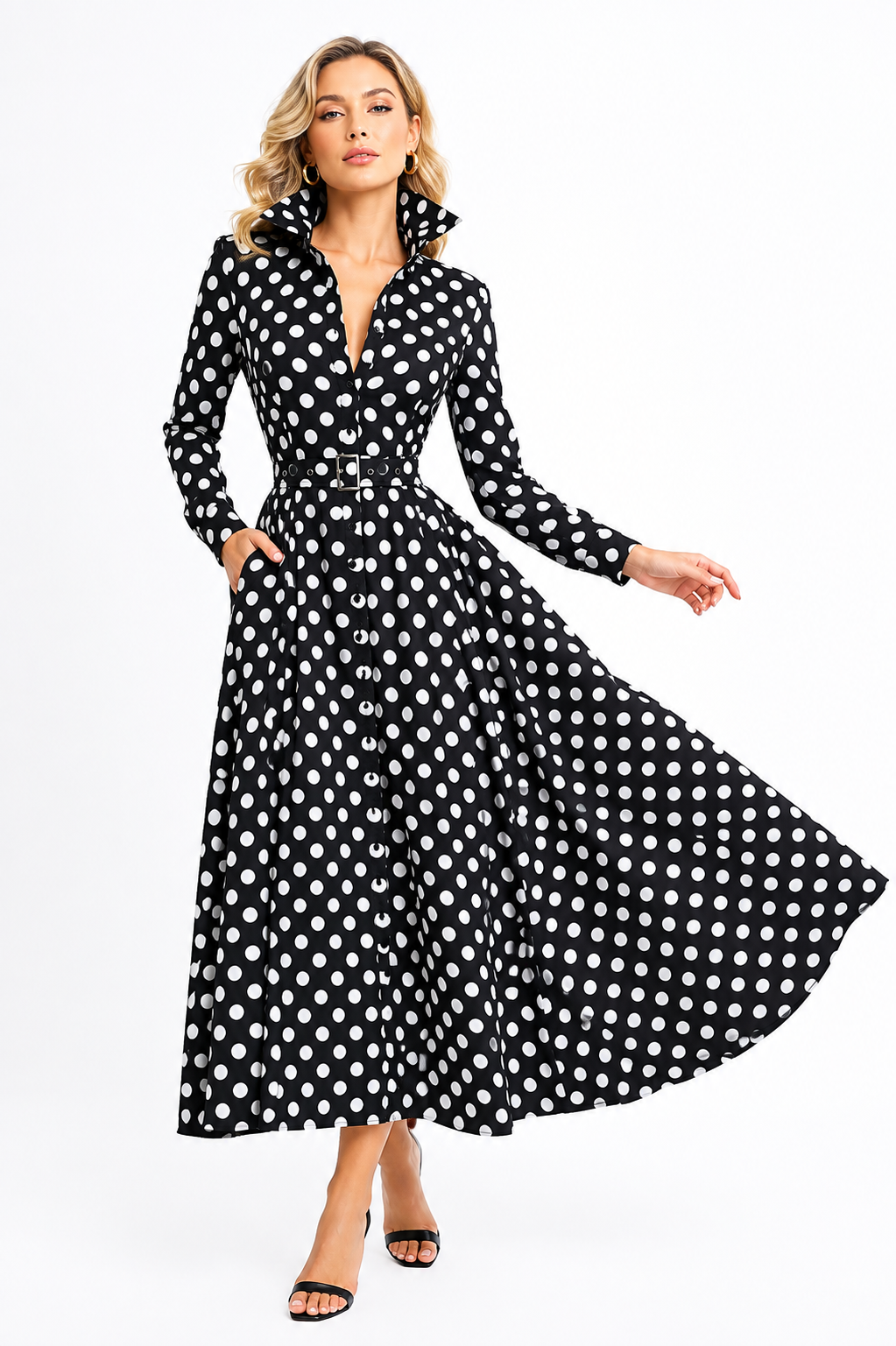 MONROE POLKA DOT MIDI DRESS
