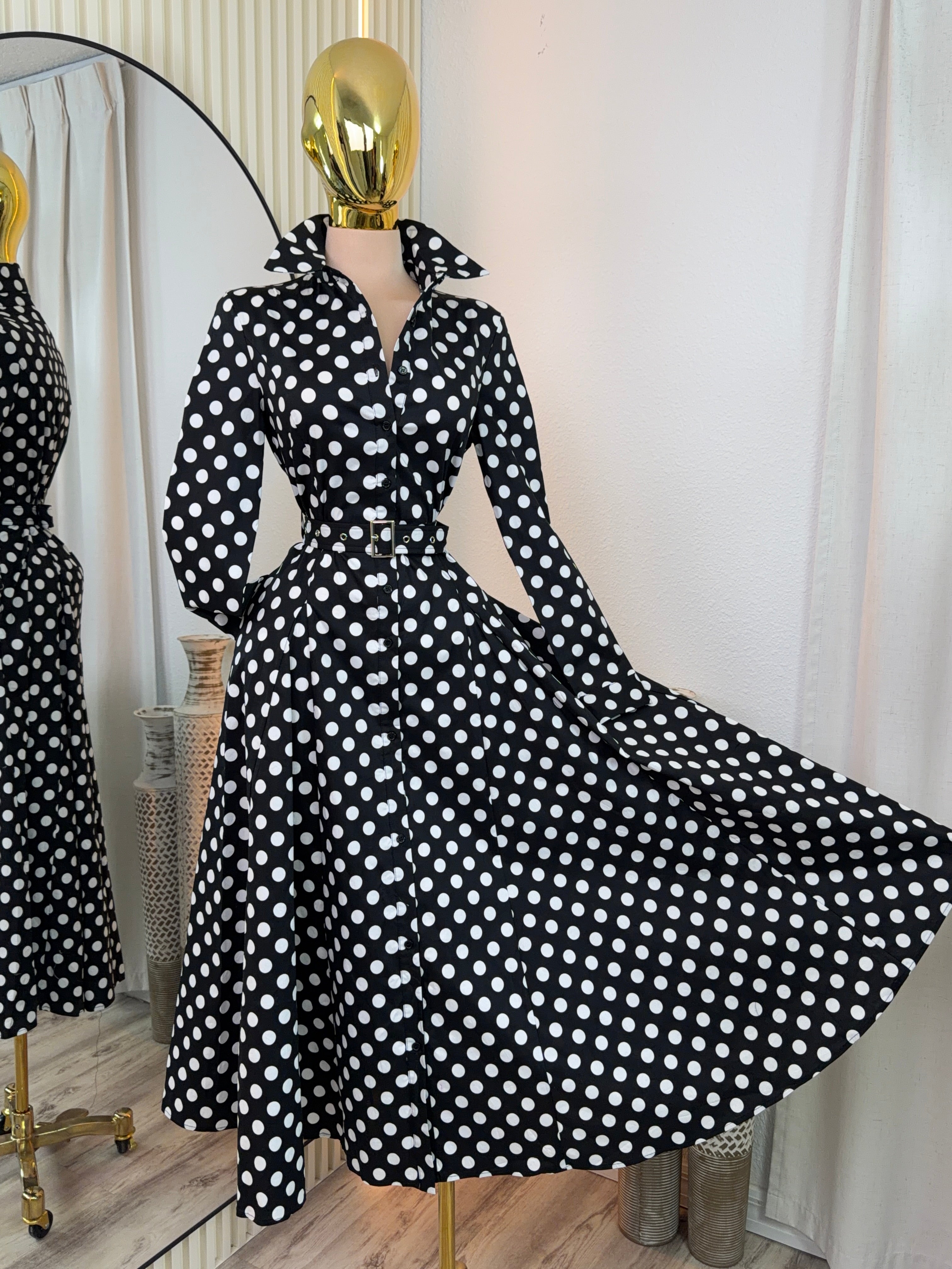 MONROE POLKA DOT MIDI DRESS