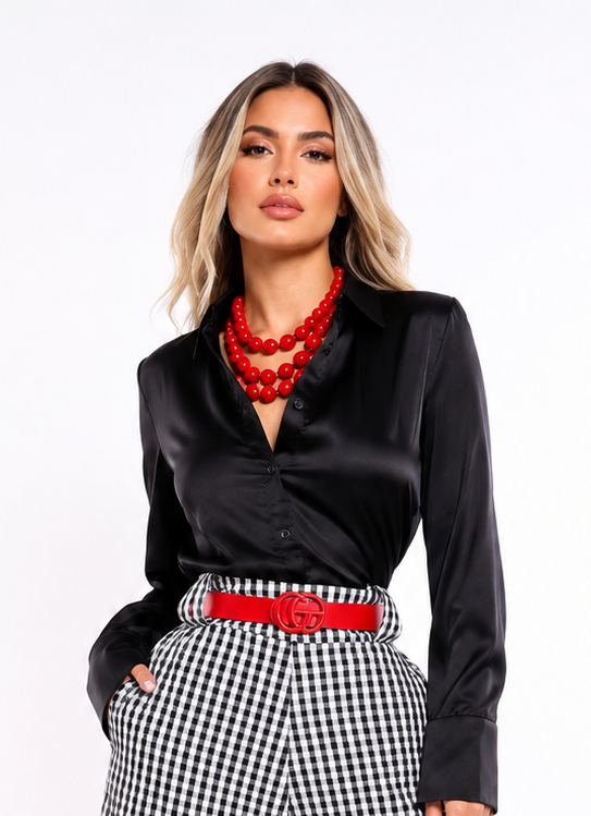 NOIR SATIN BLOUSE