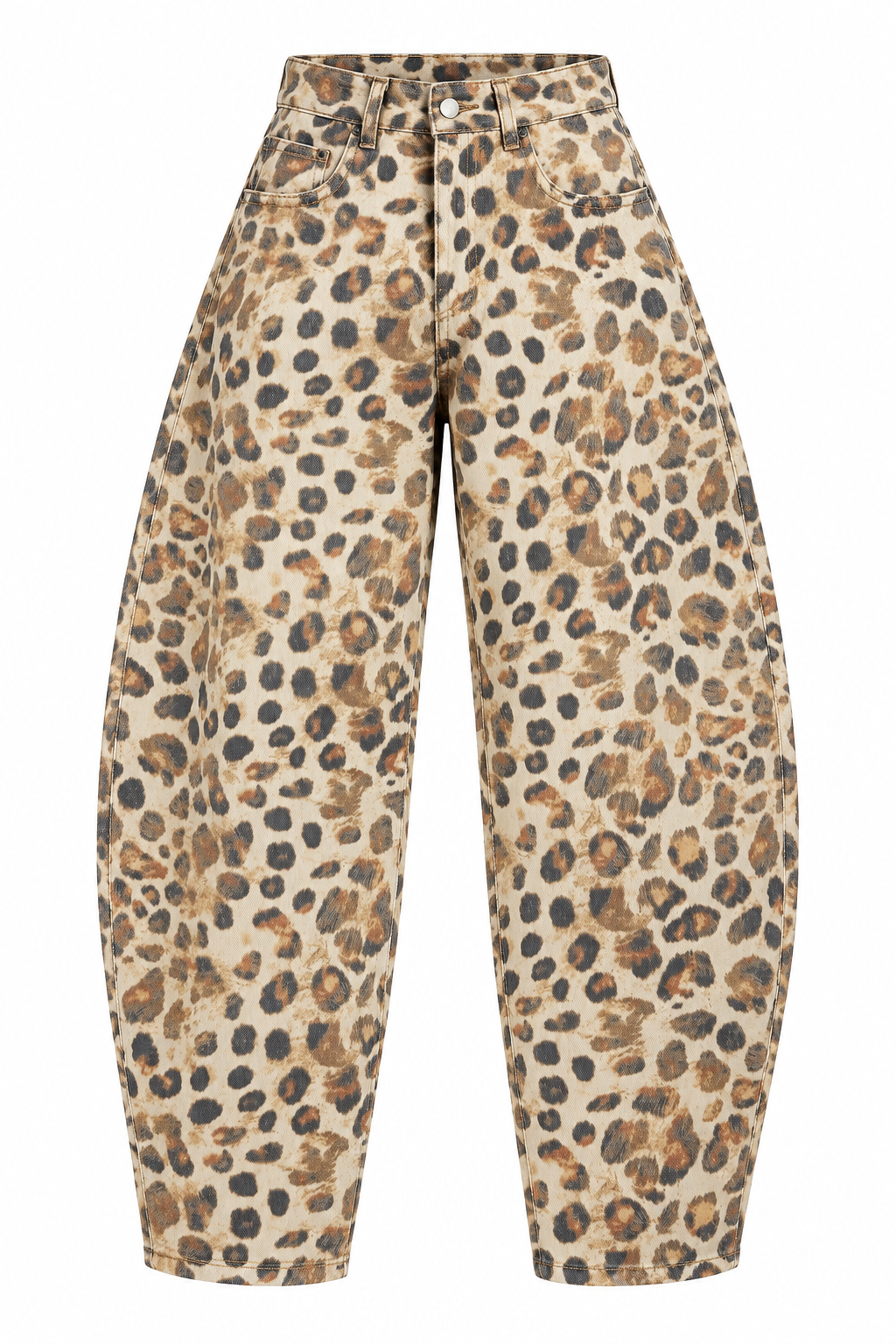 ZARIA LEOPARD BARREL JEAN
