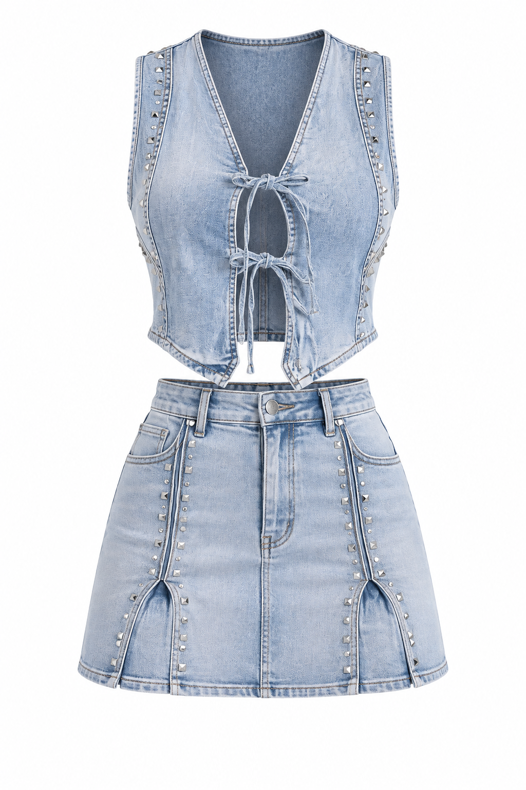 SASHA STUDDED DENIM SET