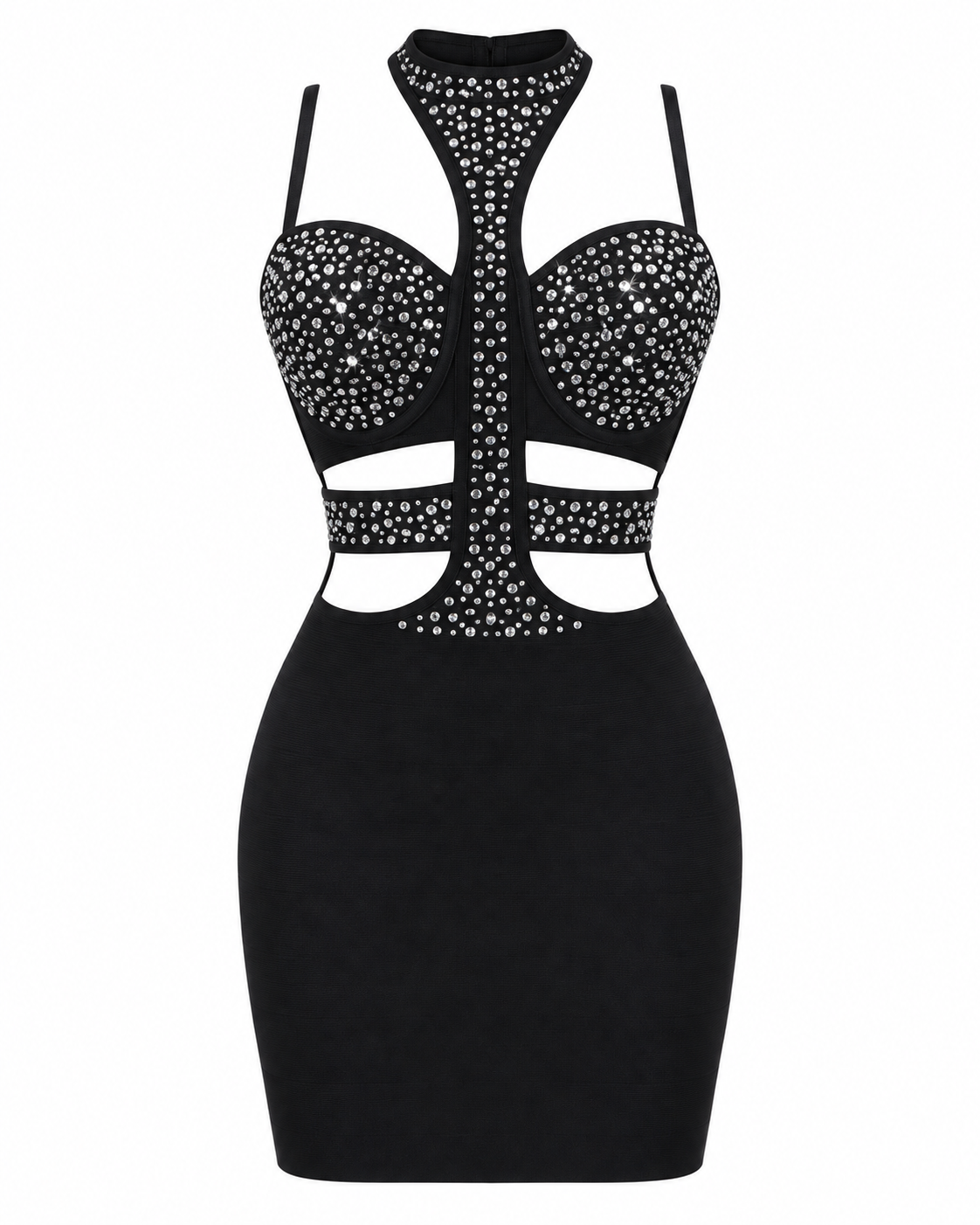 ZARELLE RHINESTONE BANDAGE DRESS