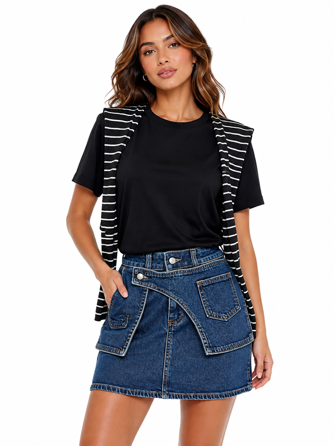 CROSSOVER POCKET DENIM SKORT
