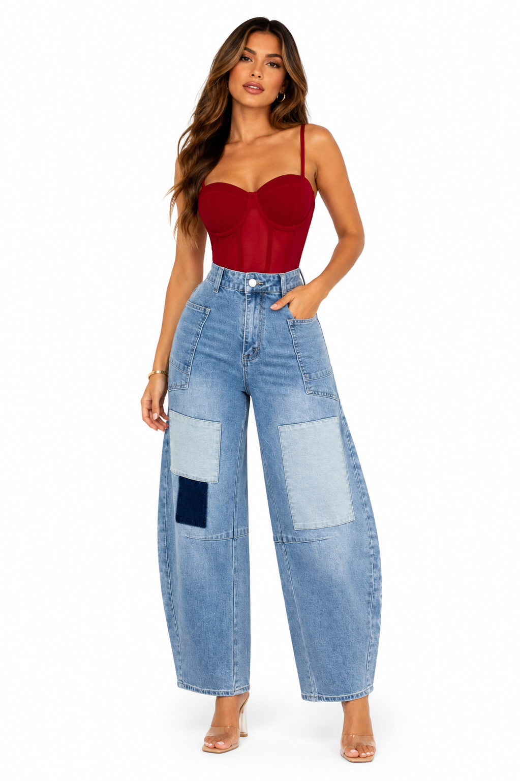 PATCHWORK ICON BARREL JEANS
