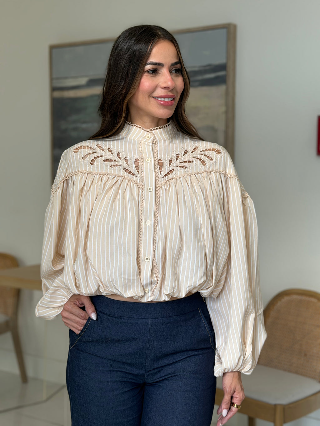 AMELIE EYELET BLOUSE