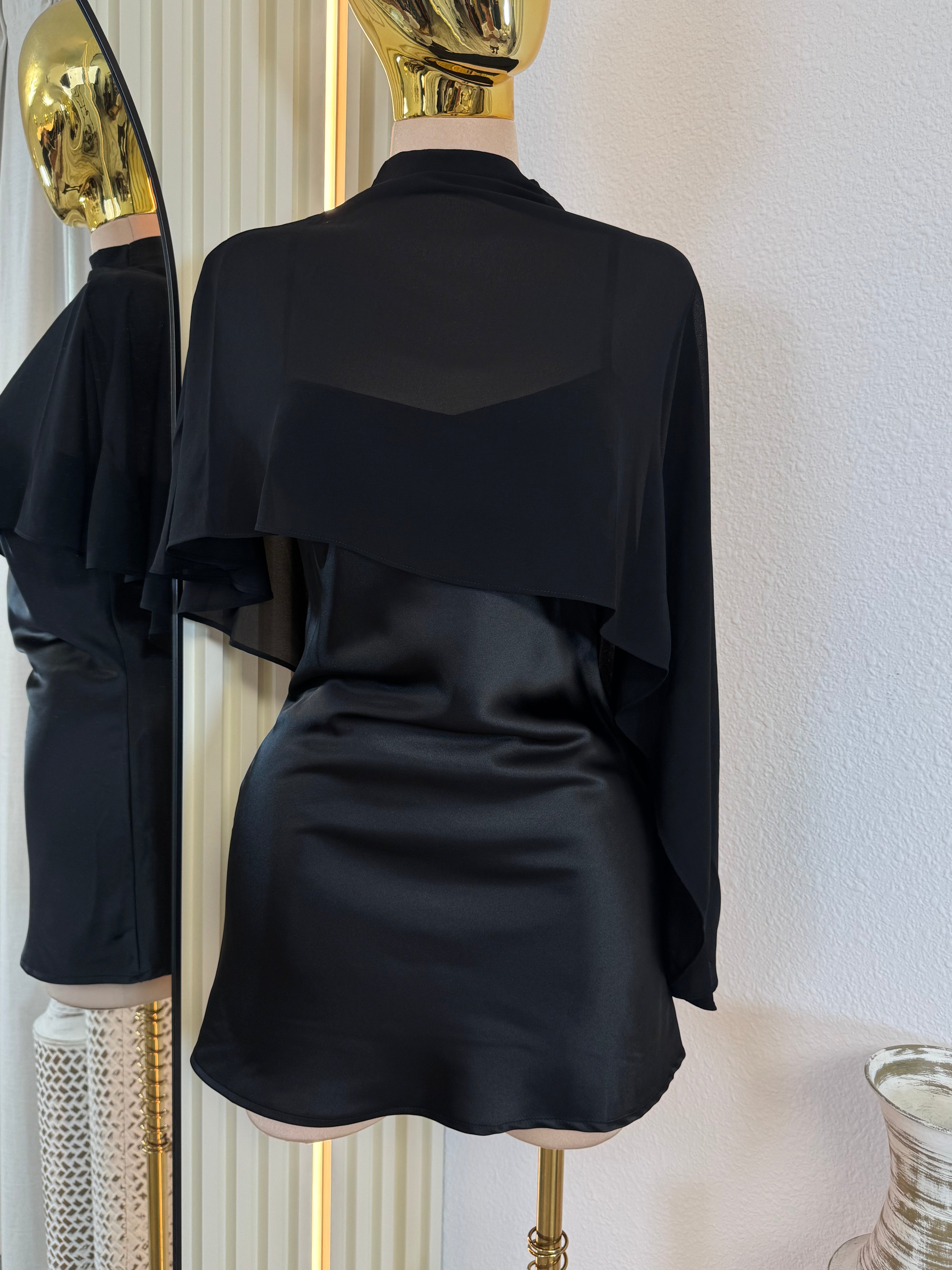 ÉLAN SHEER CAPE MINI DRESS