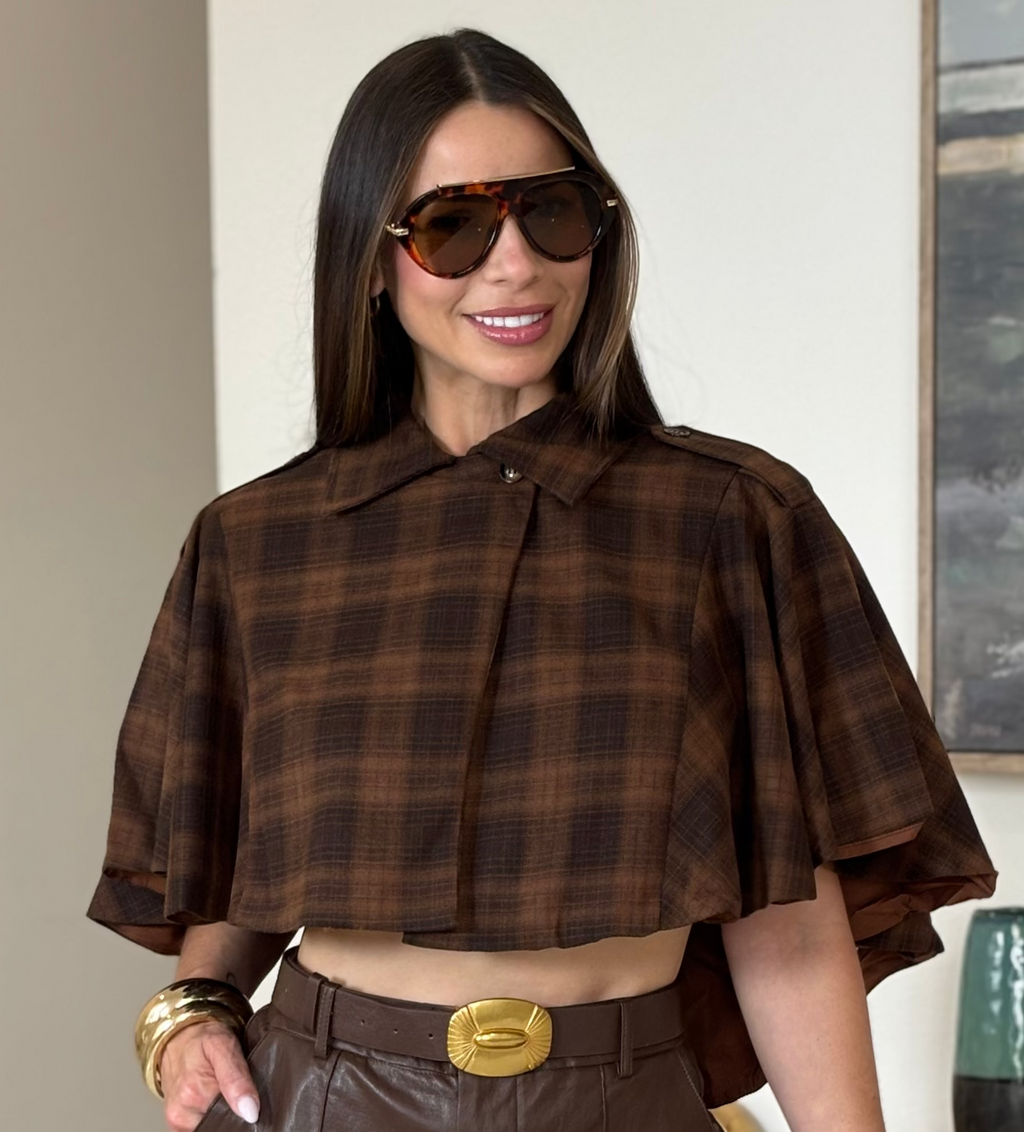CAPELLA PLAID CAPE SHIRT