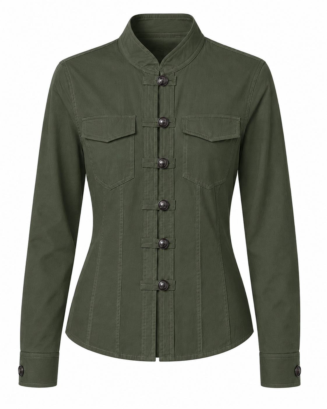 BELLA MILITARY BUTTON SHIRT