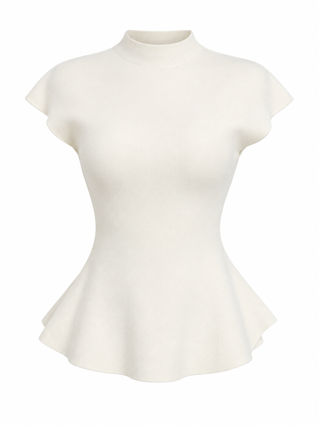 IVORY SCULPT PEPLUM TOP