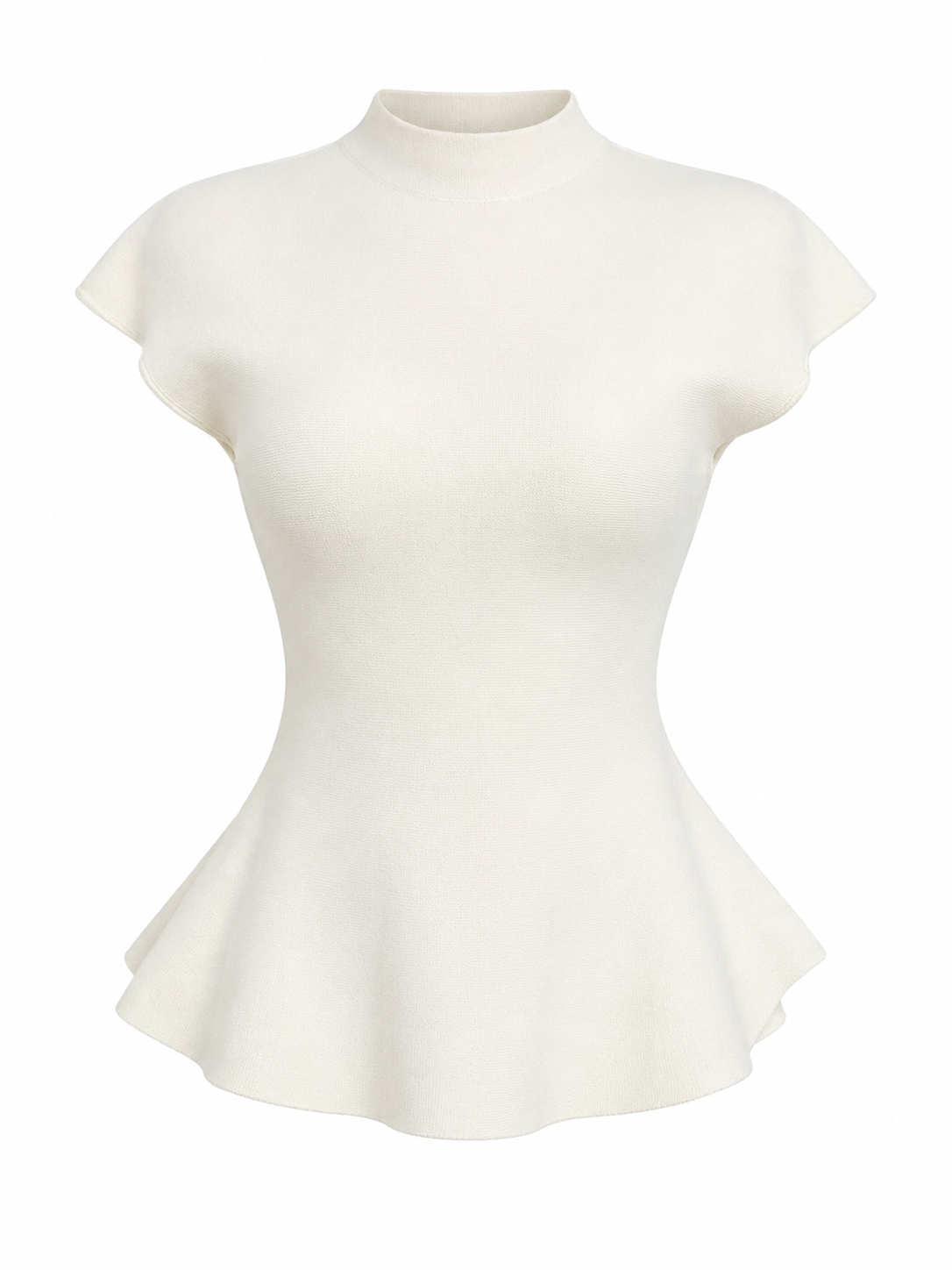 IVORY SCULPT PEPLUM TOP