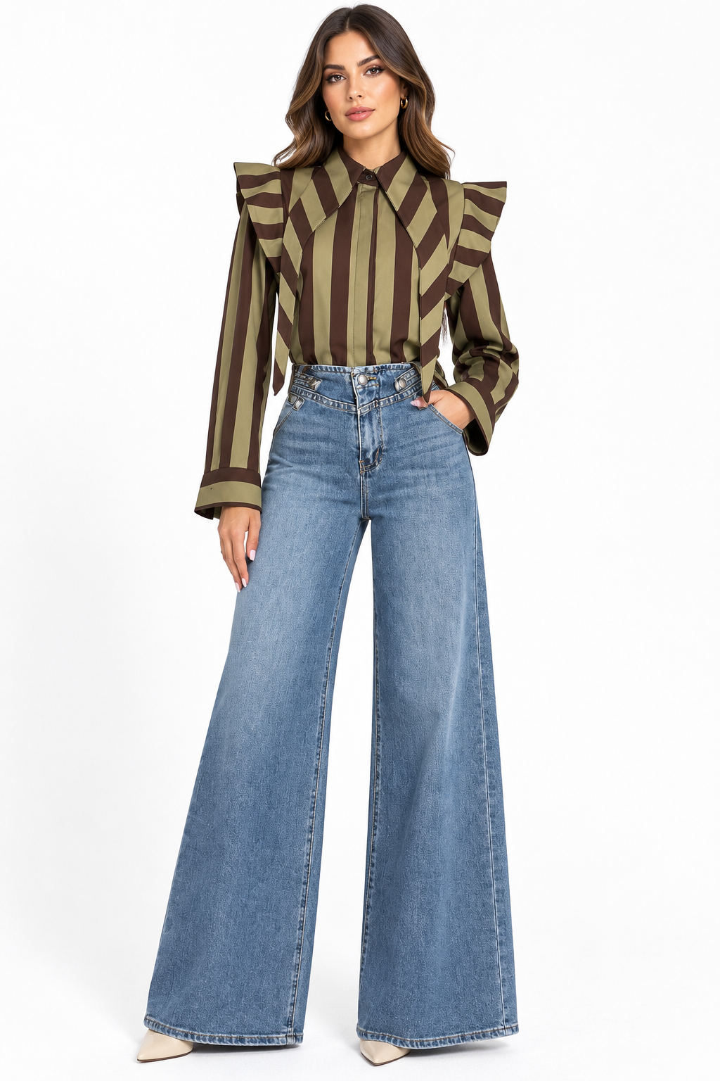 OLIVE CHOCOLATE SCARF SHIRT