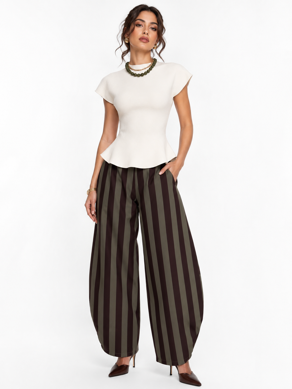 IVORY SCULPT PEPLUM TOP