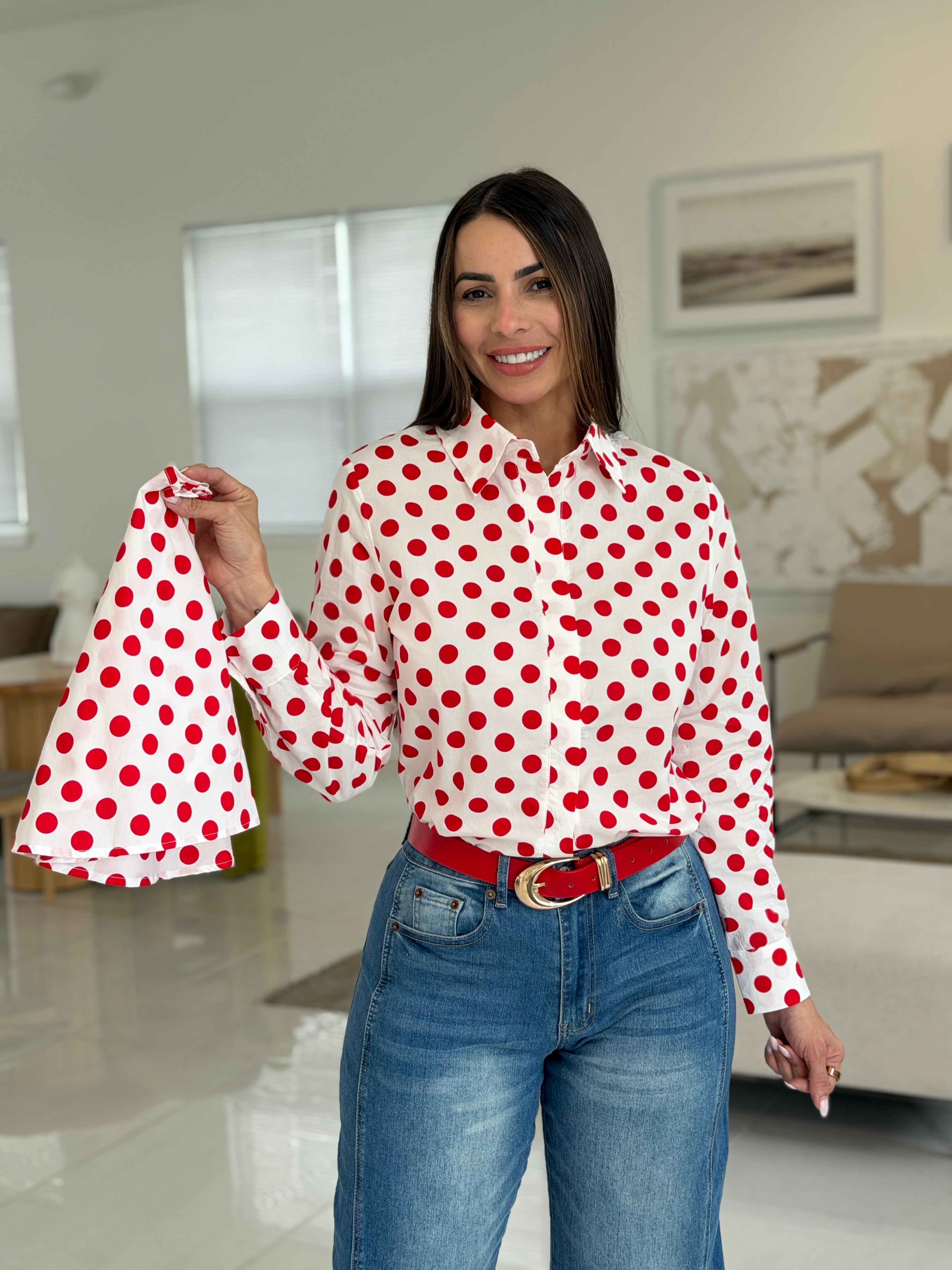 POLKA DOT CAPE SHIRT