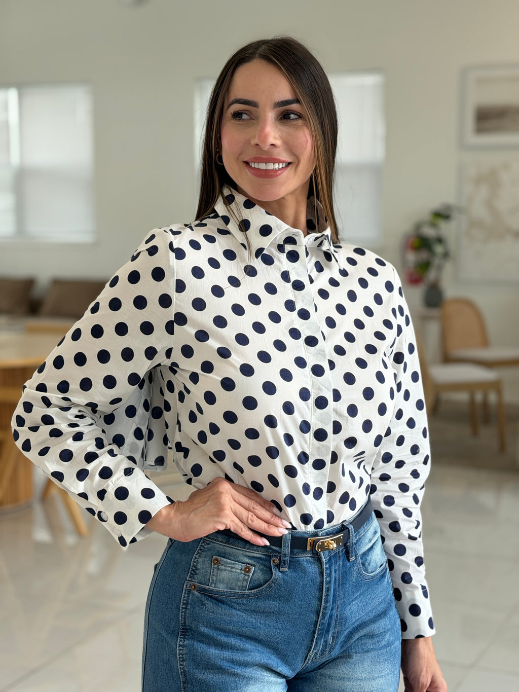 POLKA DOT CAPE SHIRT