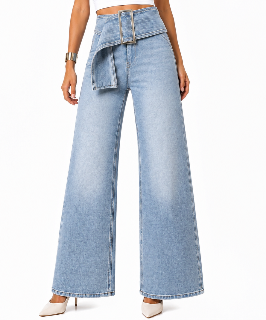 LUXE BUCKLE WIDE LEG JEANS