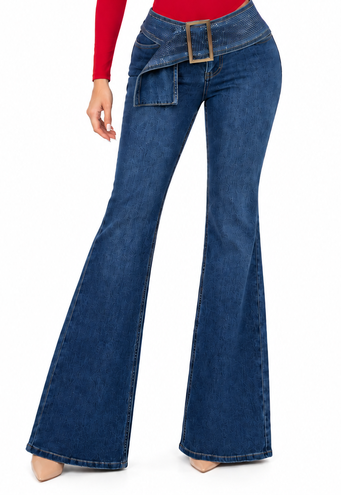 JEANS: GLAM BUCKLE FLARE JEANS