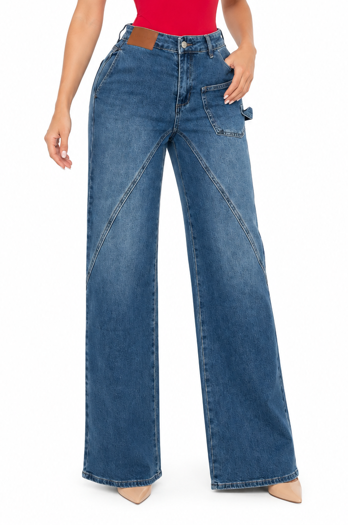 SCULPTED SEAM WIDE LEG JEANS