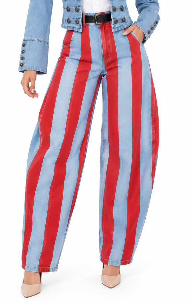 CANDY STRIPE BARREL PANTS
