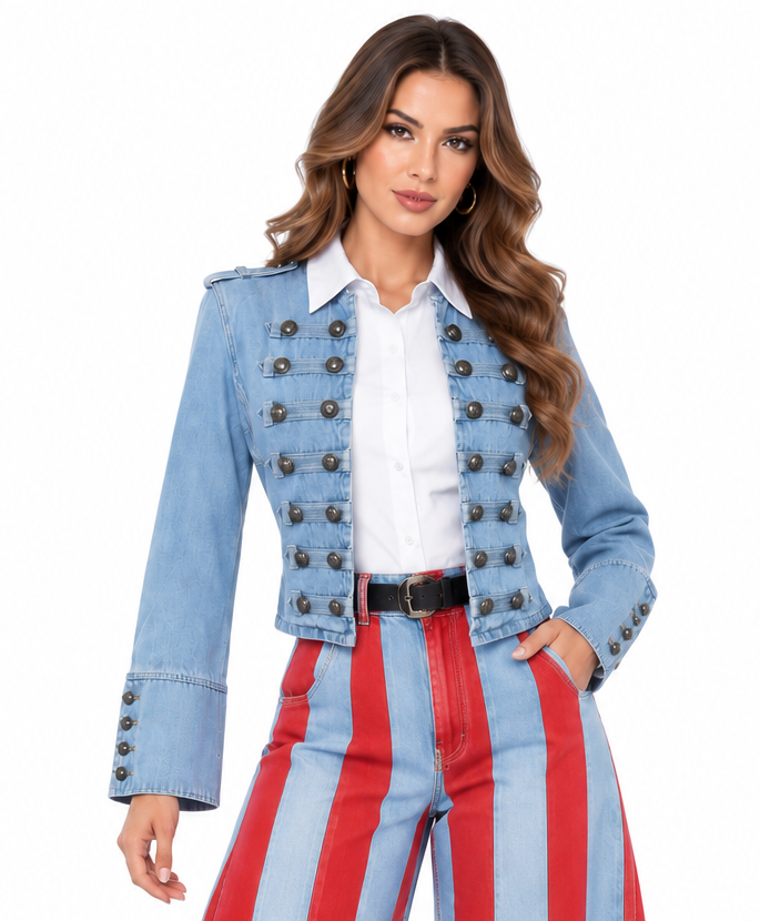 REGAL DENIM MILITARY JACKET