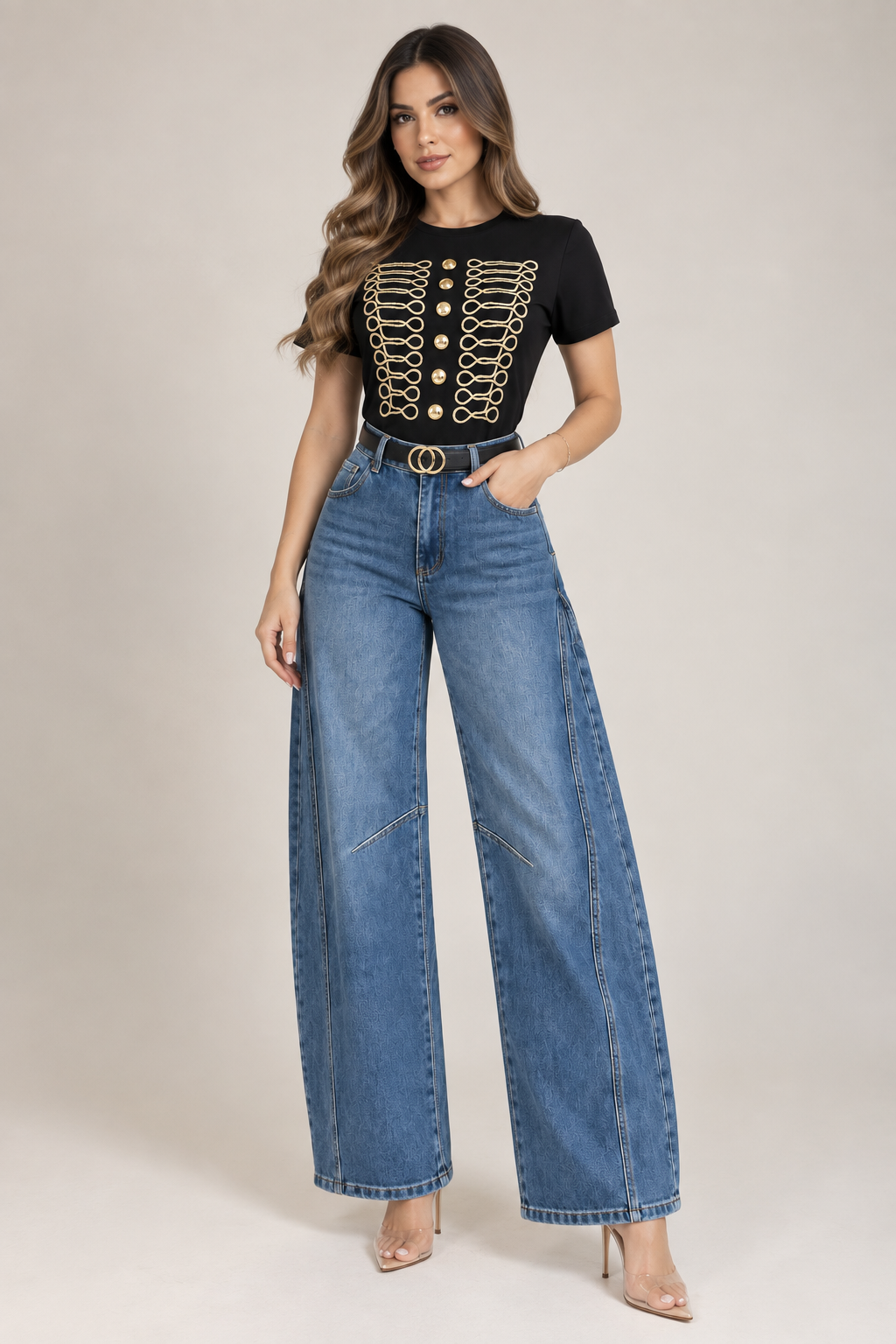 SCULPTED SEAM BARREL JEANS