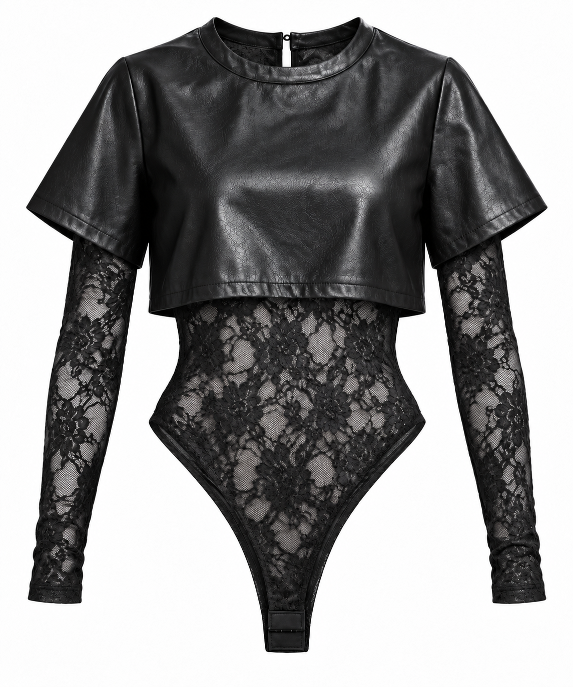 MIDNIGHT LACE LEATHER BODYSUIT