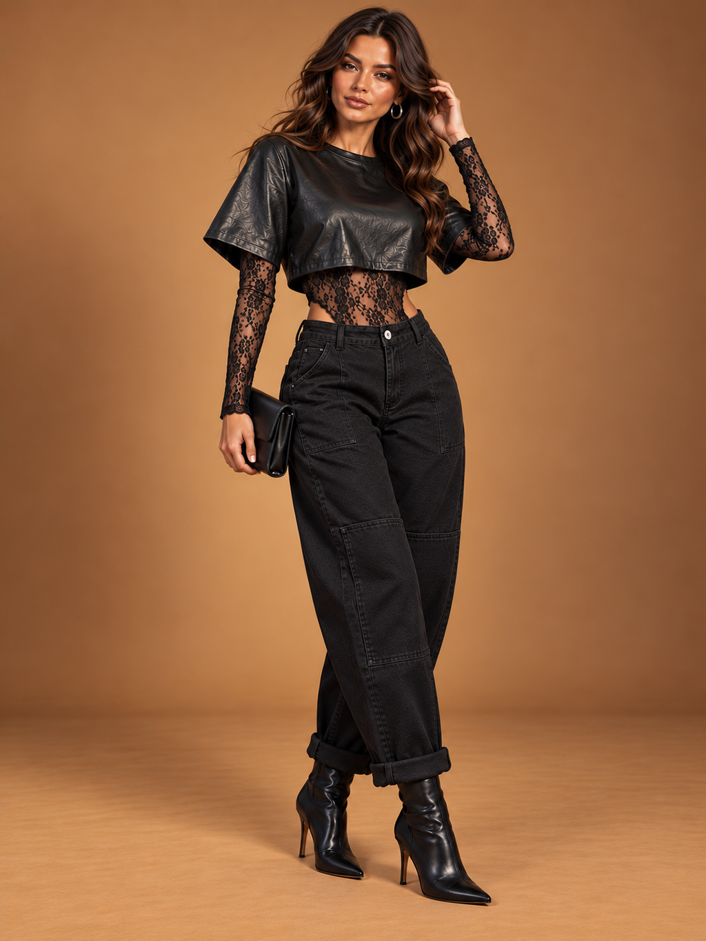 MIDNIGHT LACE LEATHER BODYSUIT