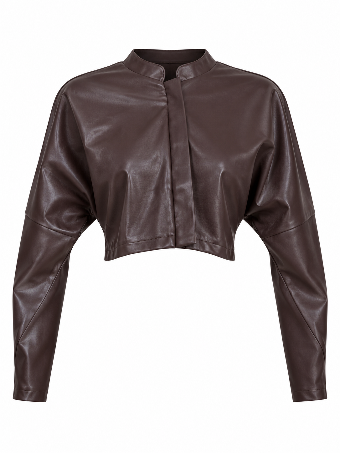 MOCHA CROPPED LEATHER JACKET