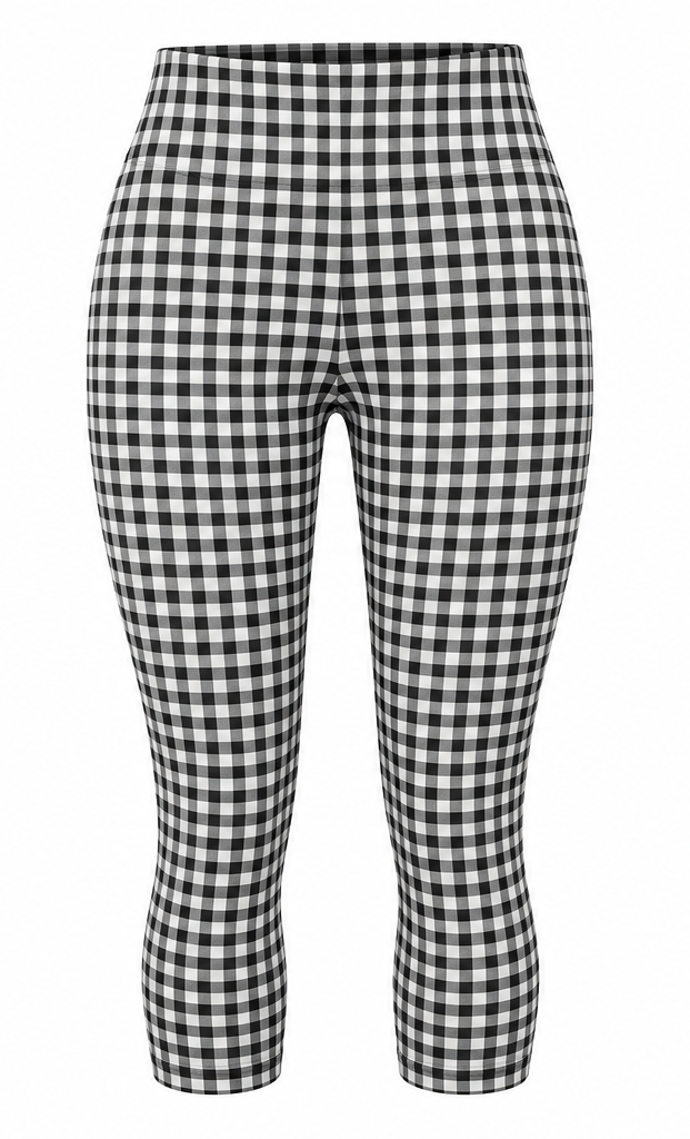 GINGHAM CAPRI LEGGINGS BLACK AND WHITE
