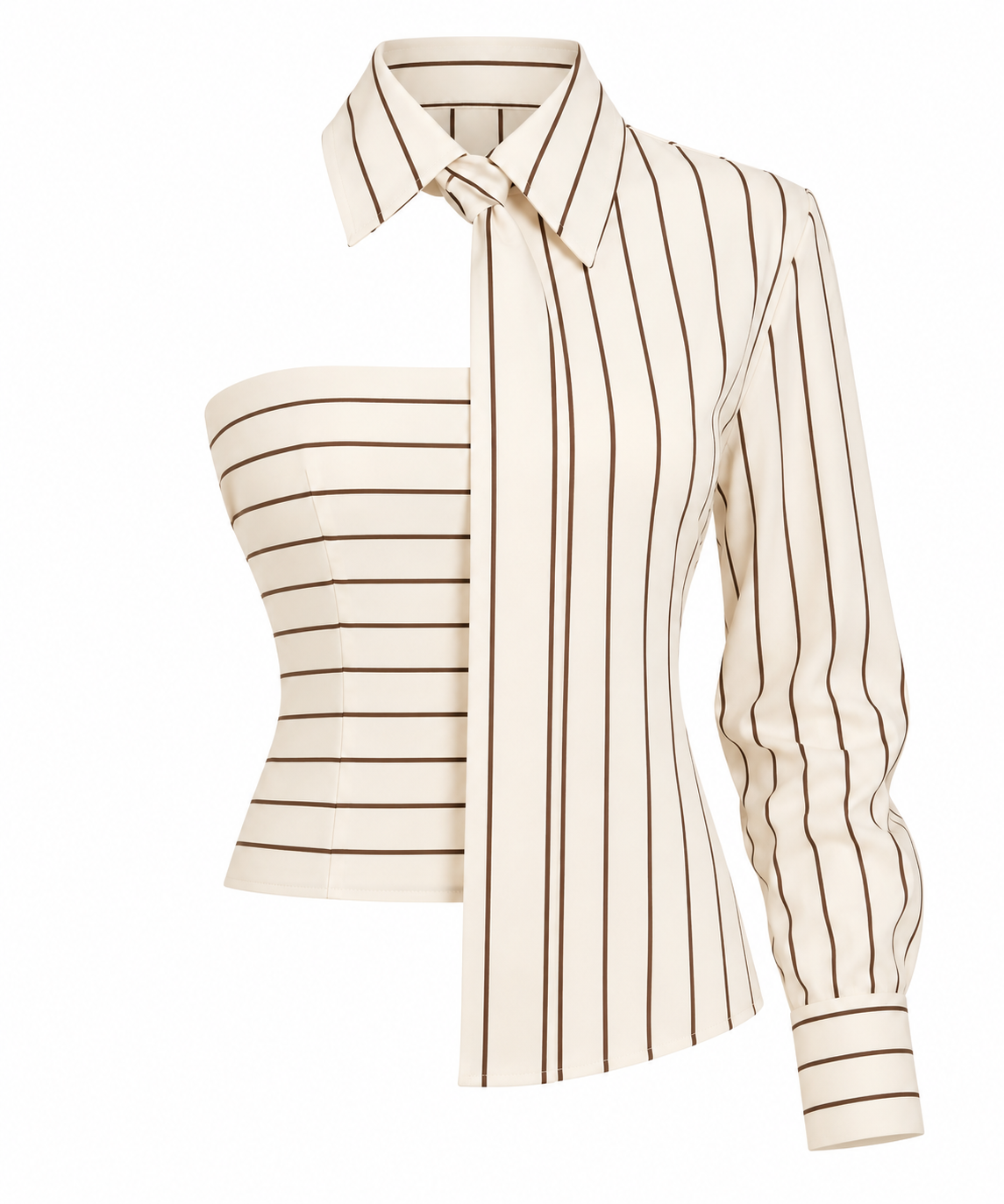 IVORY ASYMMETRIC STRIPE TOP
