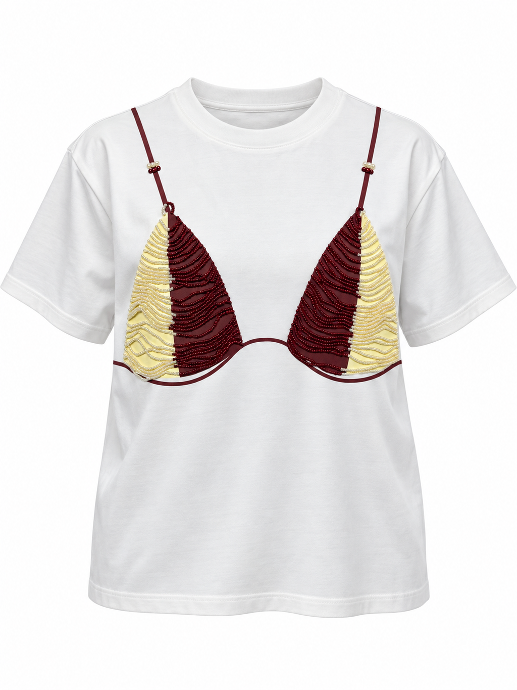 MIDNIGHT BEADED BRA BURGUNDY TEE