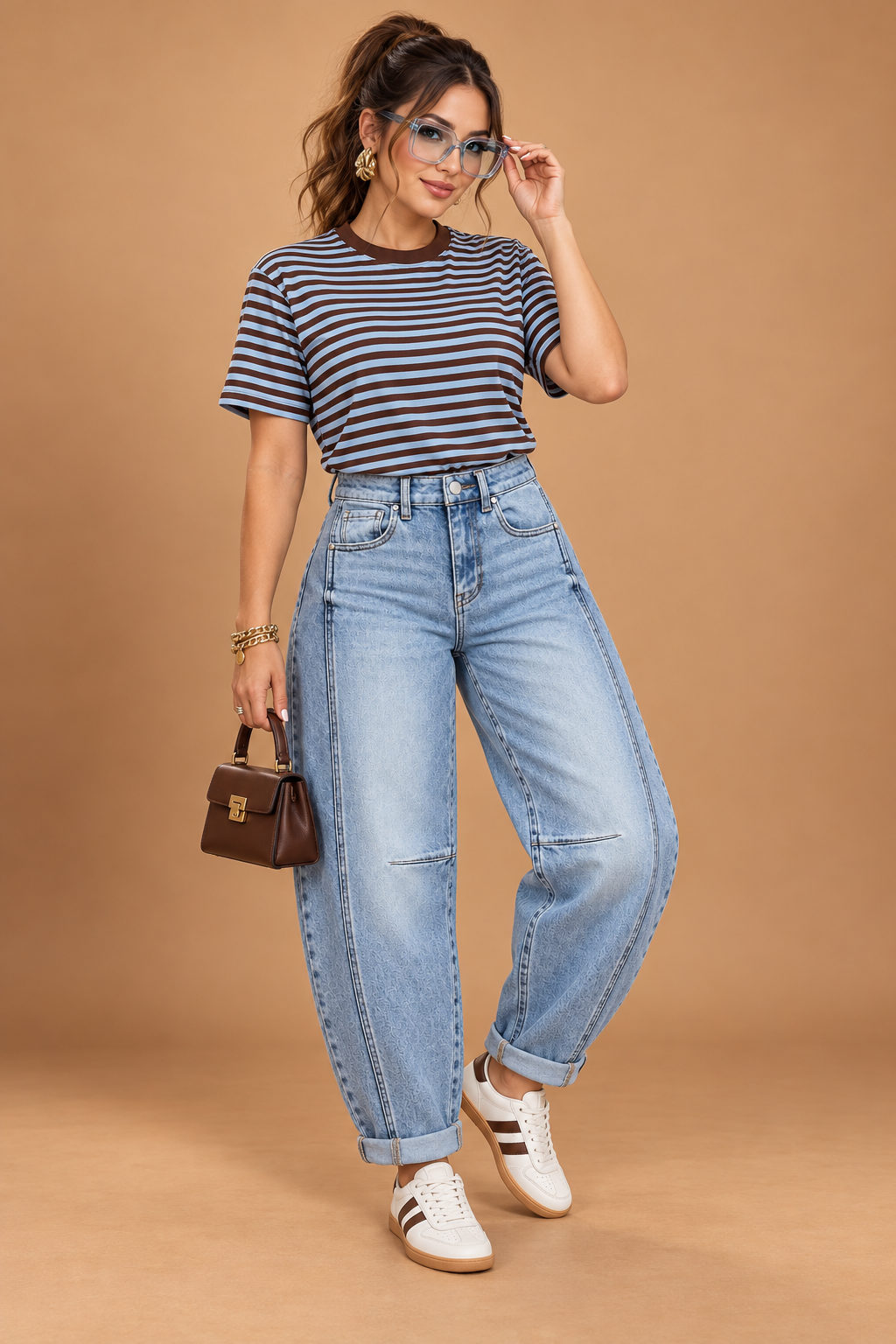 RETRO STRIPED CREW NECK TEE