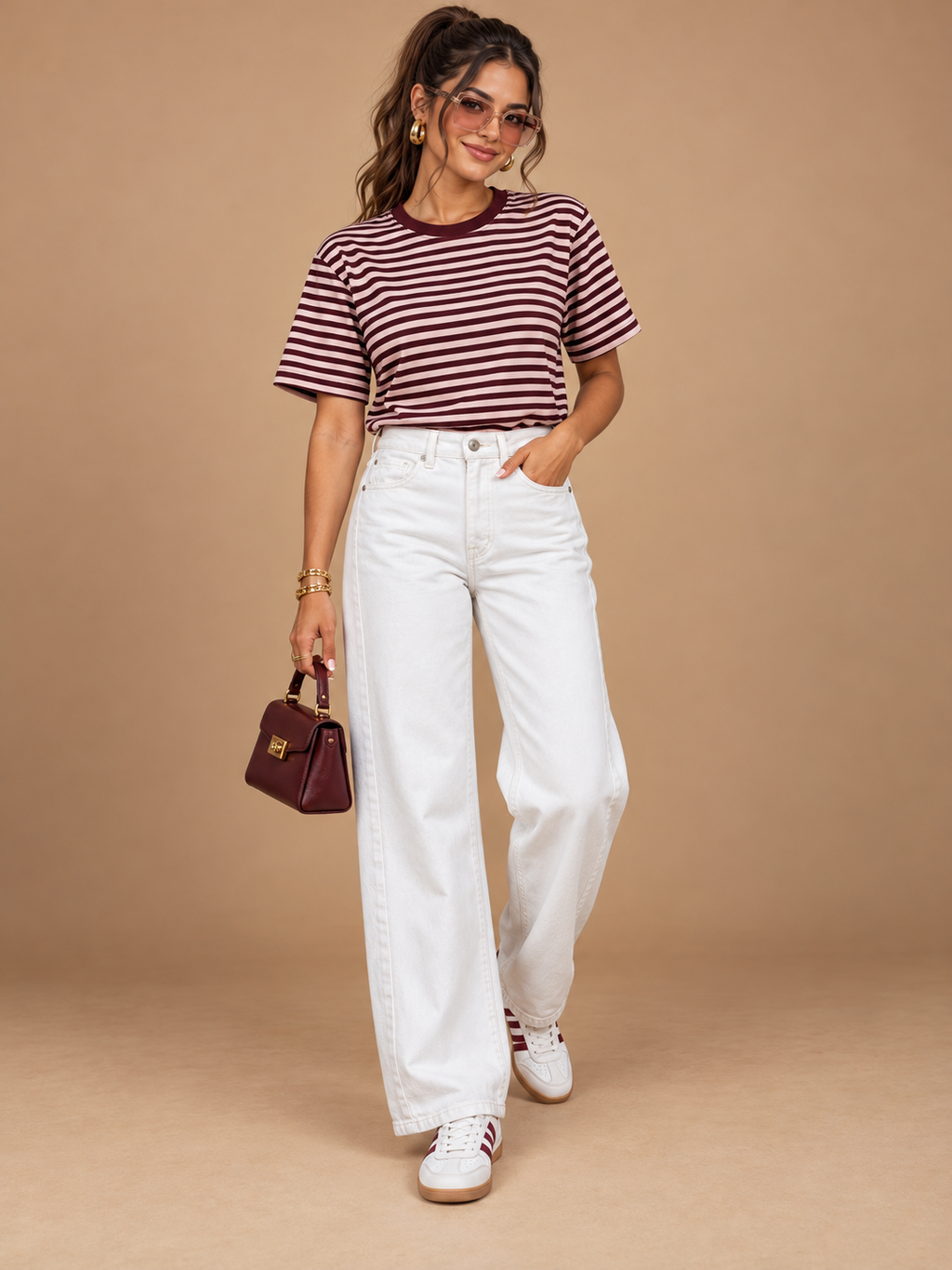 RETRO STRIPED CREW NECK TEE