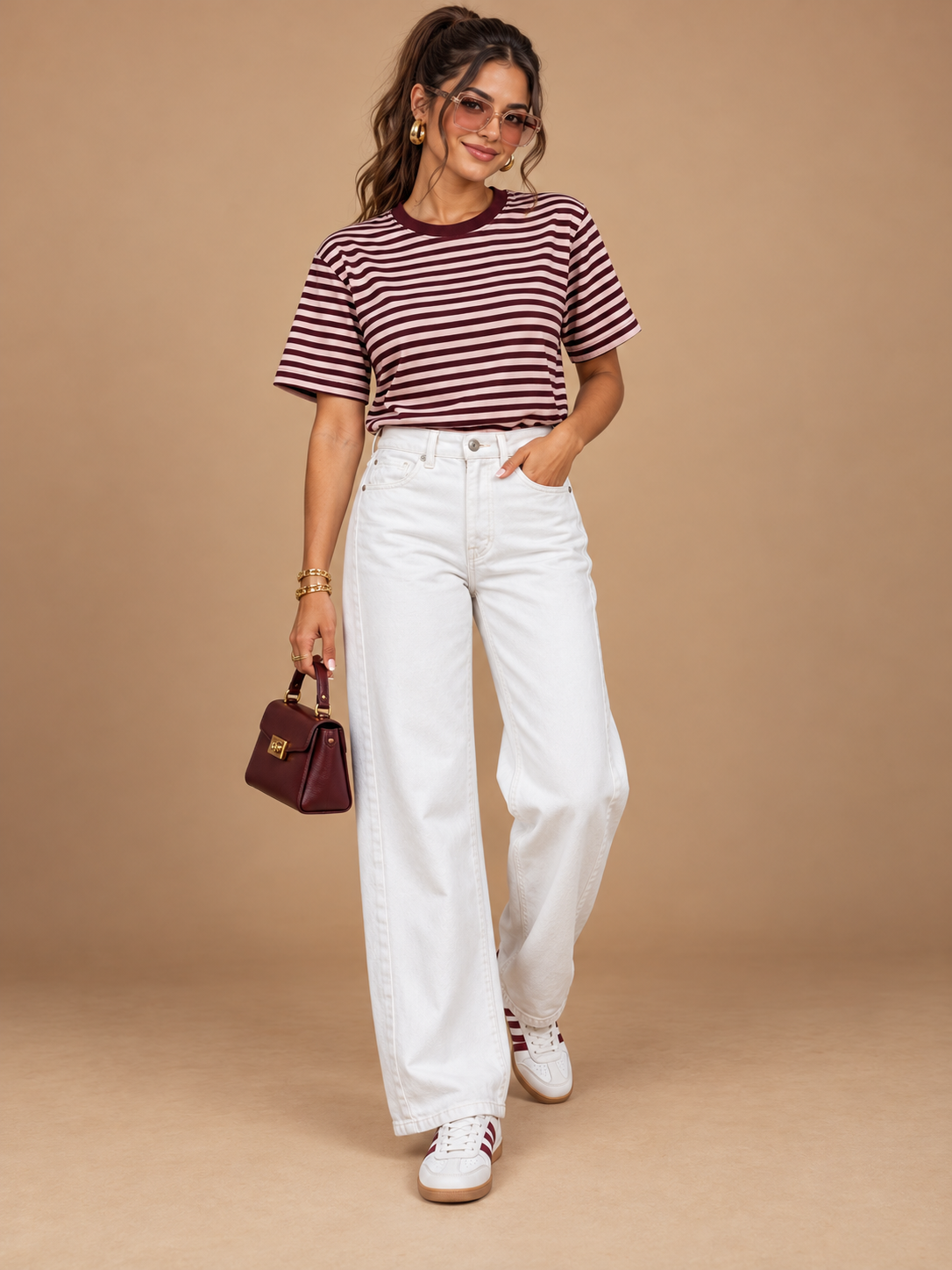 RETRO STRIPED CREW NECK TEE
