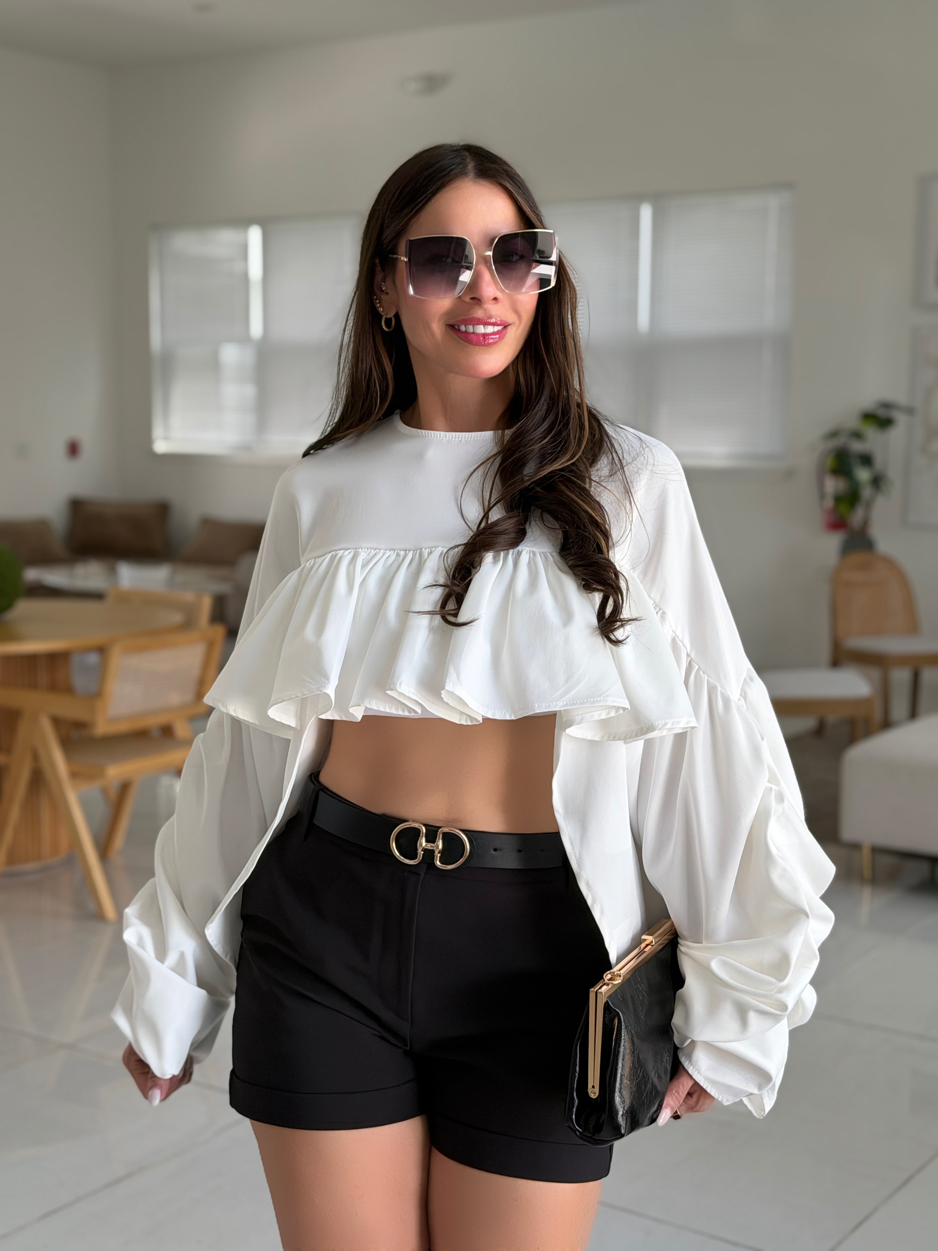 NOIR DRAMATIC RUFFLE BLOUSE